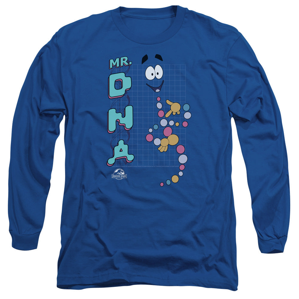 Jurassic Park Mr Dna Mens Long Sleeve Shirt Royal Blue