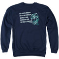 Jurassic Park God Creates Dinosaurs Mens Crewneck Sweatshirt Navy Blue