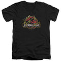 Jurassic Park Something Has Survived Mens Slim Fit V-Neck T Shirt Black