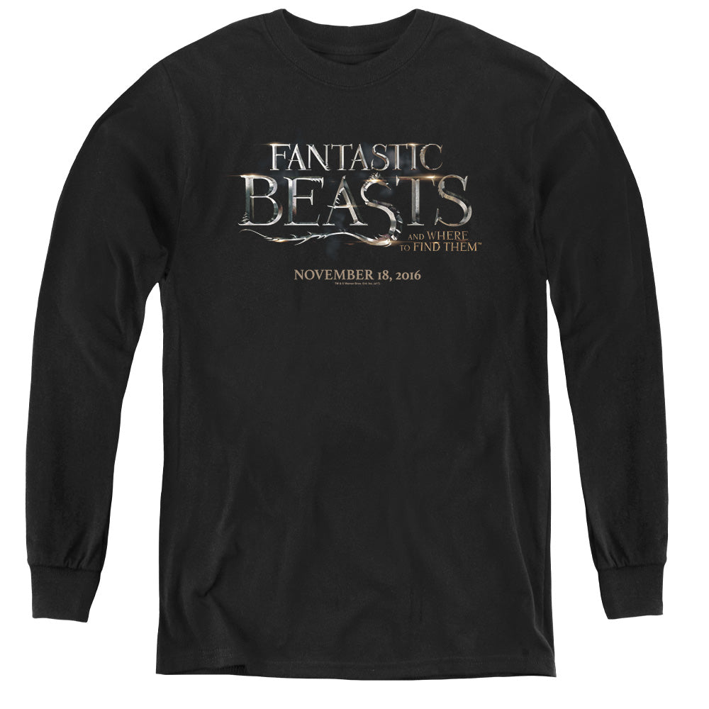 Fantastic Beasts Logo 2 Long Sleeve Kids Youth T Shirt Black Officially Licensed