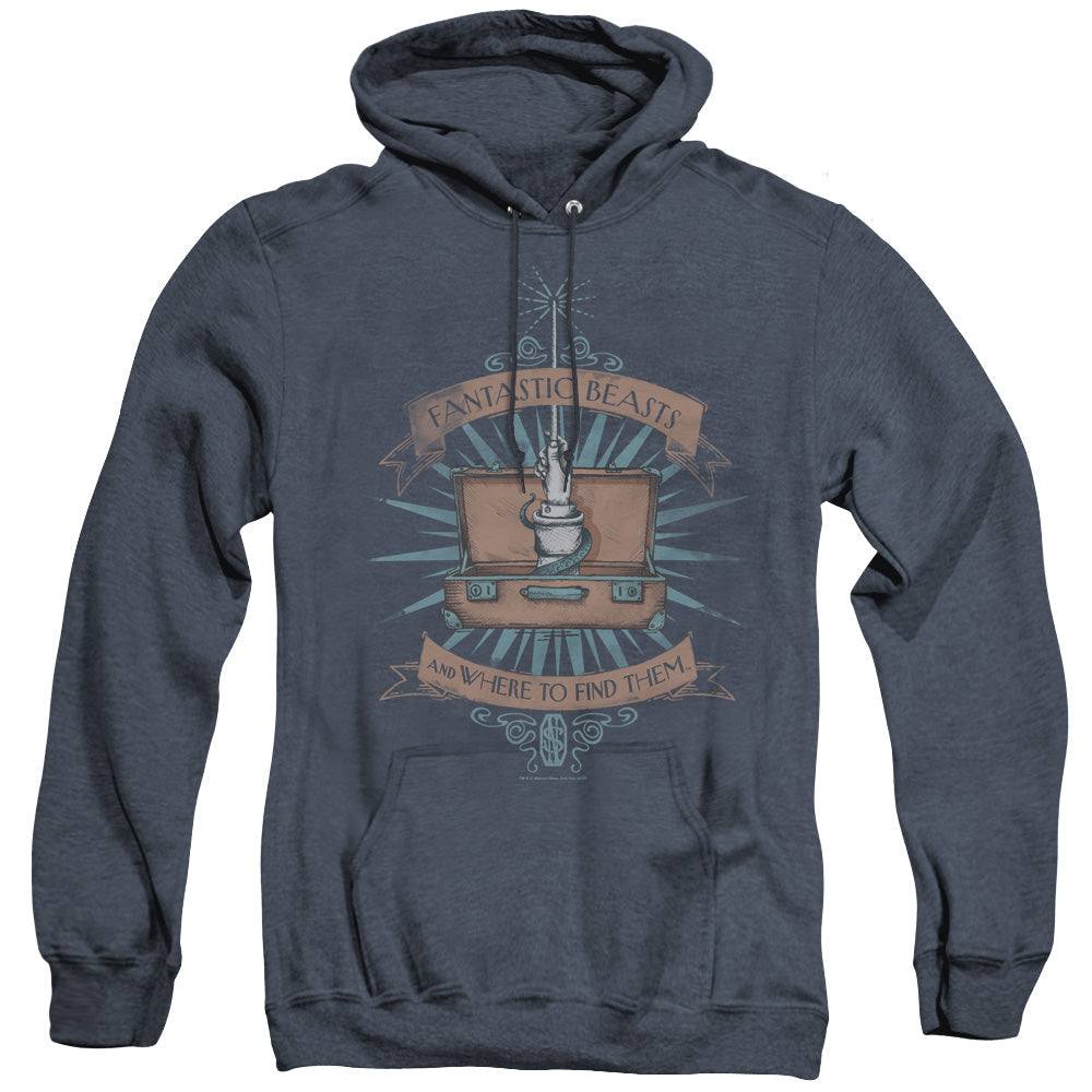 Fantastic Beasts Briefcase Heather Mens Hoodie Navy Blue Officially Licensed