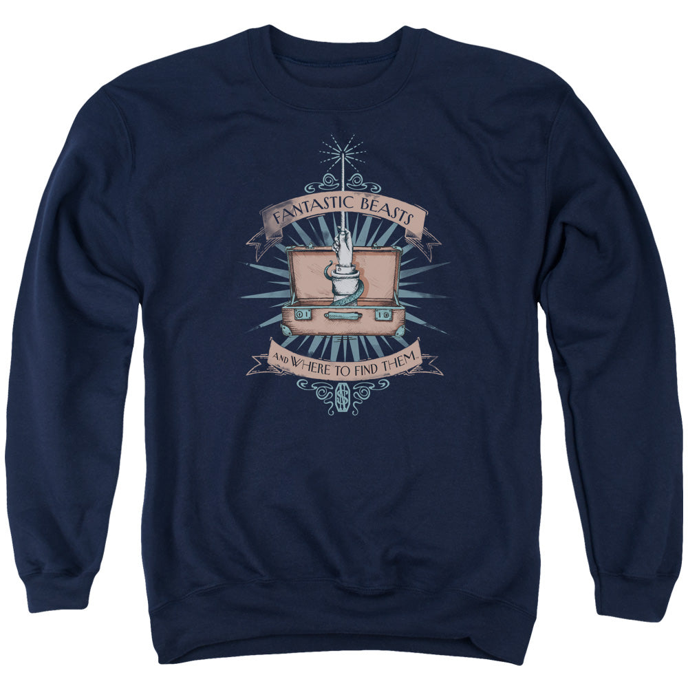 Fantastic Beasts Briefcase Mens Crewneck Sweatshirt Navy Blue Officially Licensed