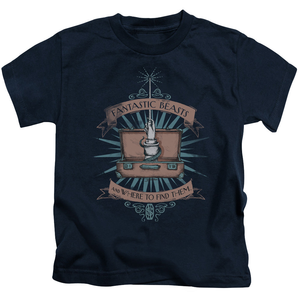 Fantastic Beasts Briefcase Juvenile Kids Youth T Shirt Navy Blue Officially Licensed