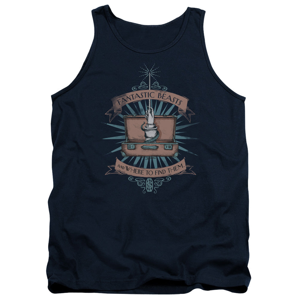 Fantastic Beasts Briefcase Mens Tank Top Shirt Navy Blue Officially Licensed