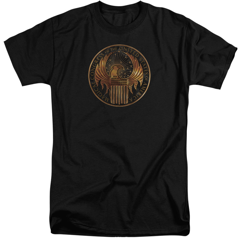 Fantastic Beasts Magical Congress Crest Mens Tall T Shirt Black Officially Licensed