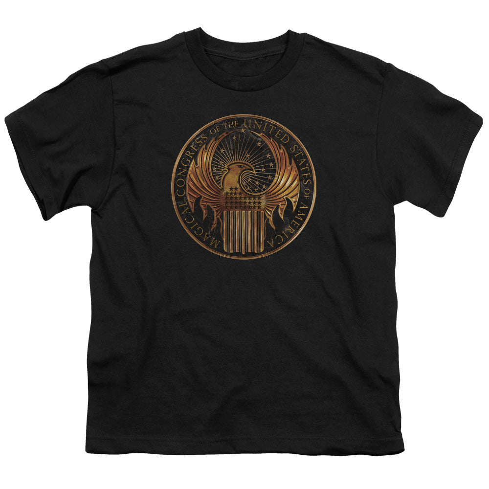 Fantastic Beasts Magical Congress Crest Kids Youth T Shirt Black Officially Licensed