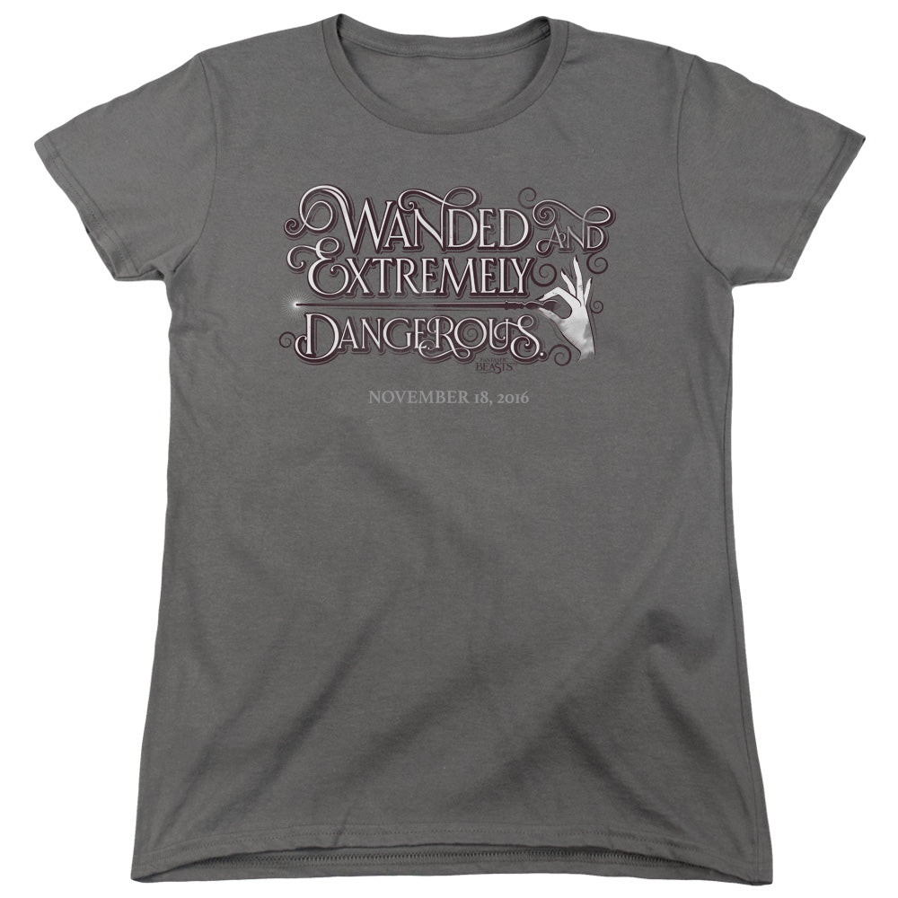 Fantastic Beasts Wanded Womens T Shirt Charcoal Officially Licensed