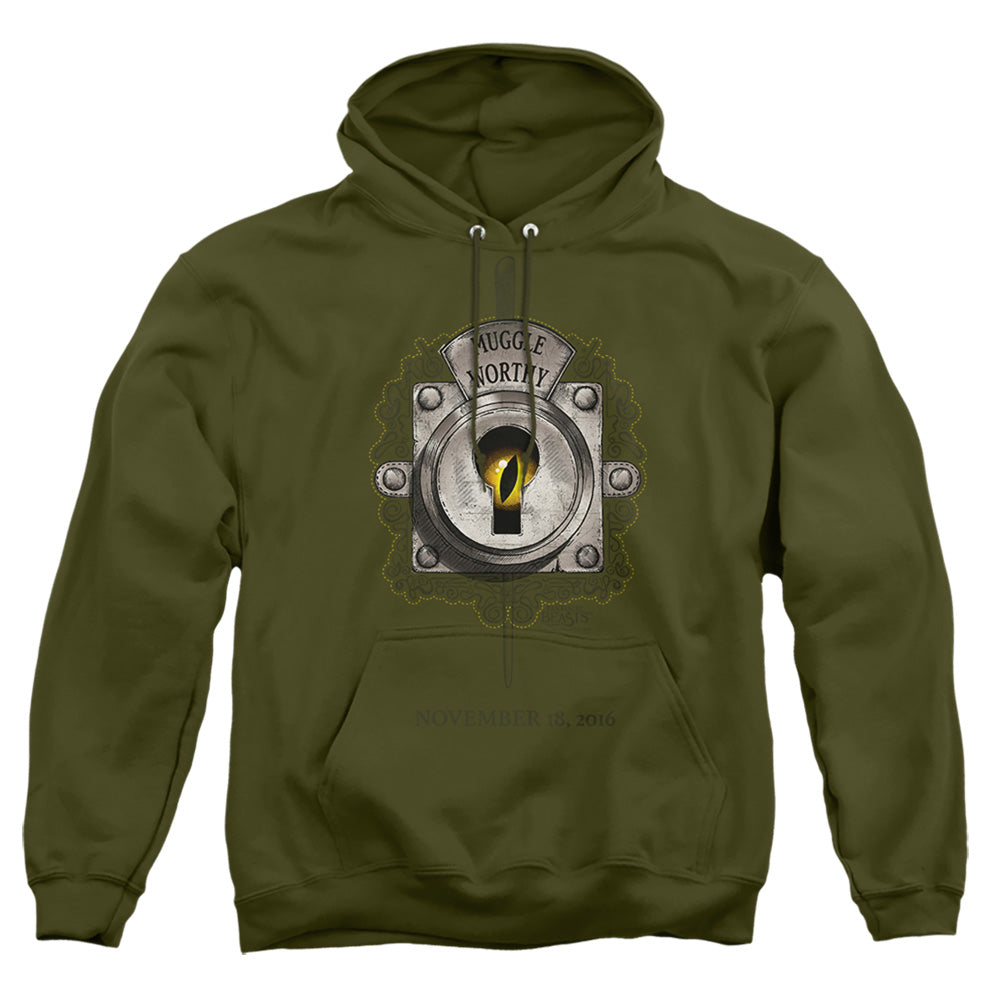 Fantastic Beasts Muggle Worthy Mens Hoodie Military Green Officially Licensed