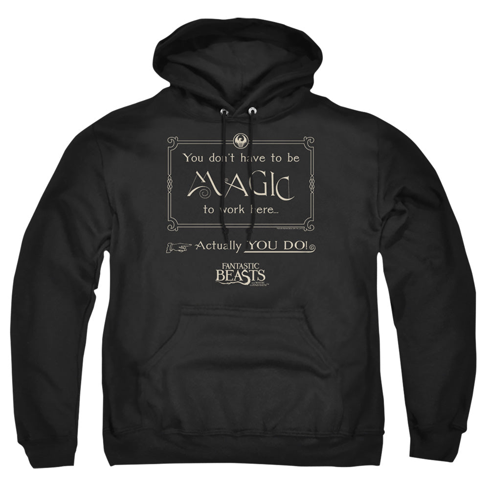 Fantastic Beasts Magic To Work Here Mens Hoodie Black Officially Licensed