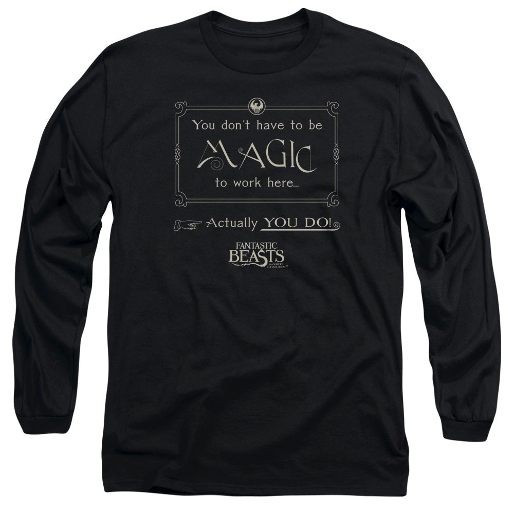 Fantastic Beasts Magic To Work Here Mens Long Sleeve Shirt Black Officially Licensed Officially Licensed