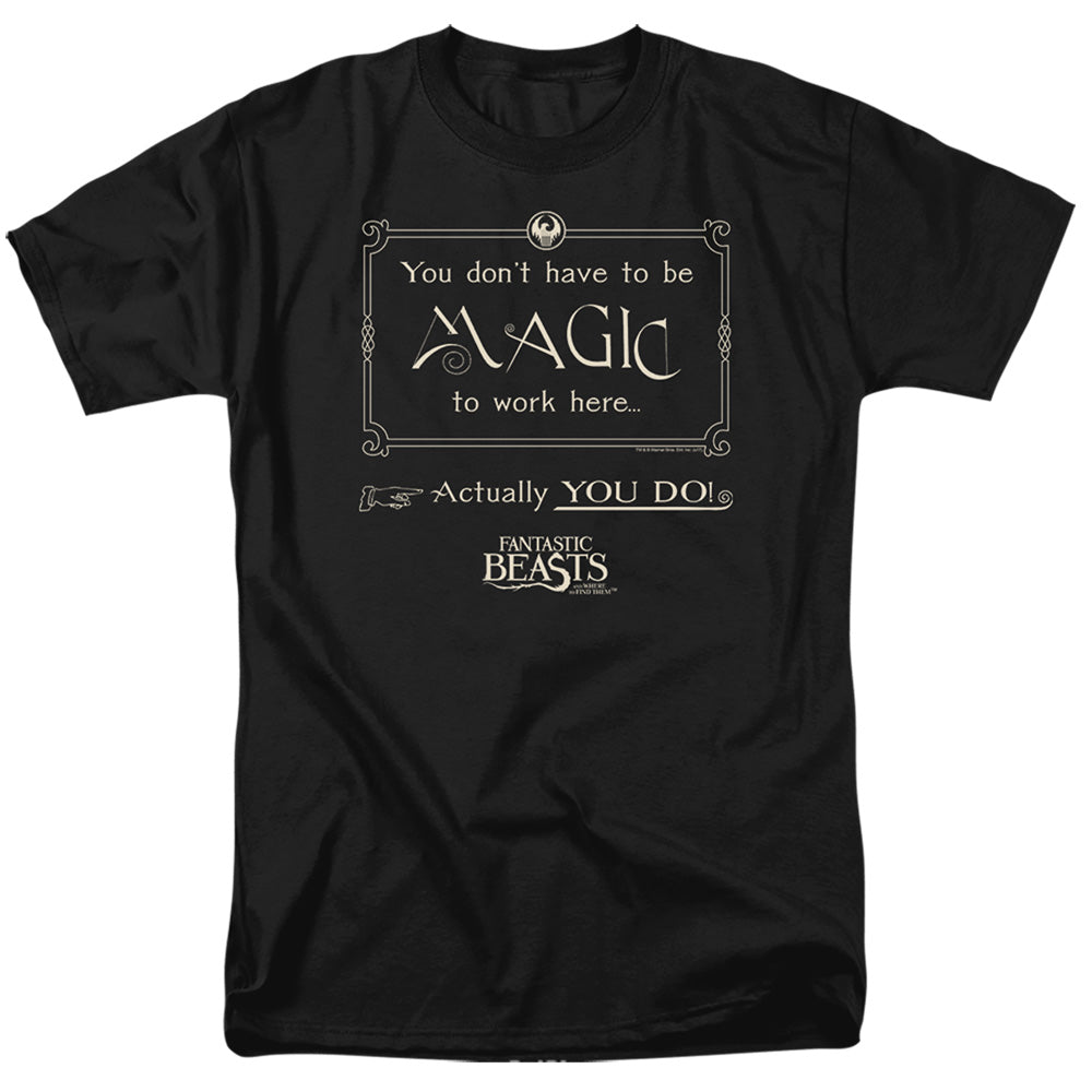 Fantastic Beasts Magic To Work Here Mens T Shirt Black Officially Licensed