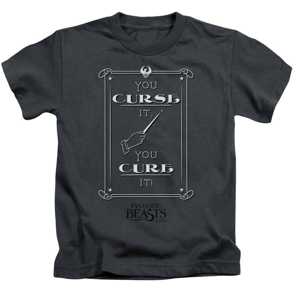 Fantastic Beasts Curse It Juvenile Kids Youth T Shirt Charcoal Officially Licensed