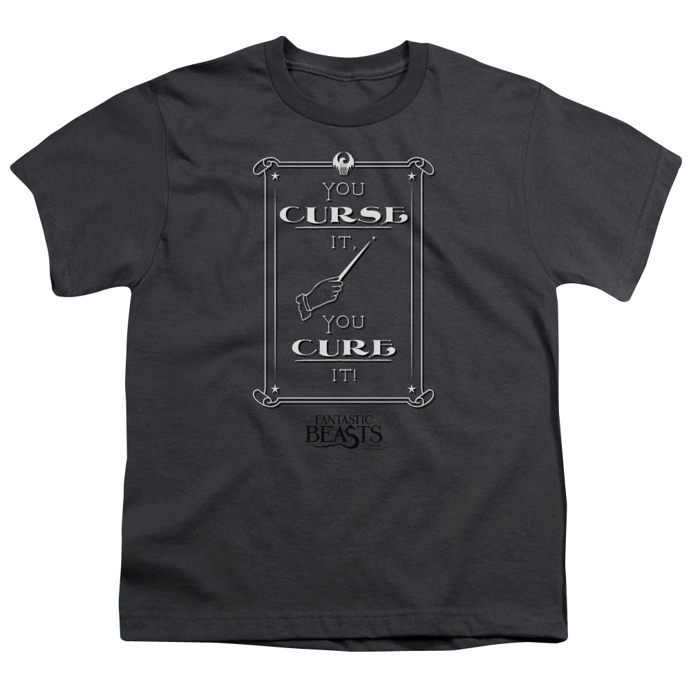 Fantastic Beasts Curse It Kids Youth T Shirt Charcoal Officially Licensed