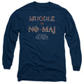Fantastic Beasts Uk Us No Maj Mens Long Sleeve Shirt Navy Blue Officially Licensed