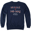 Fantastic Beasts Uk Us No Maj Mens Crewneck Sweatshirt Navy Blue Officially Licensed