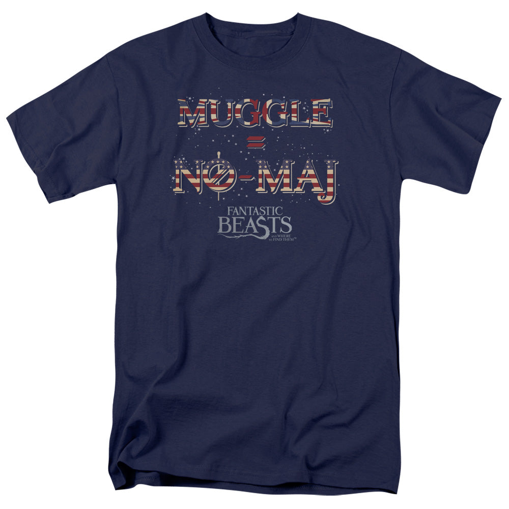 Fantastic Beasts Uk Us No Maj Mens T Shirt Navy Blue Officially Licensed