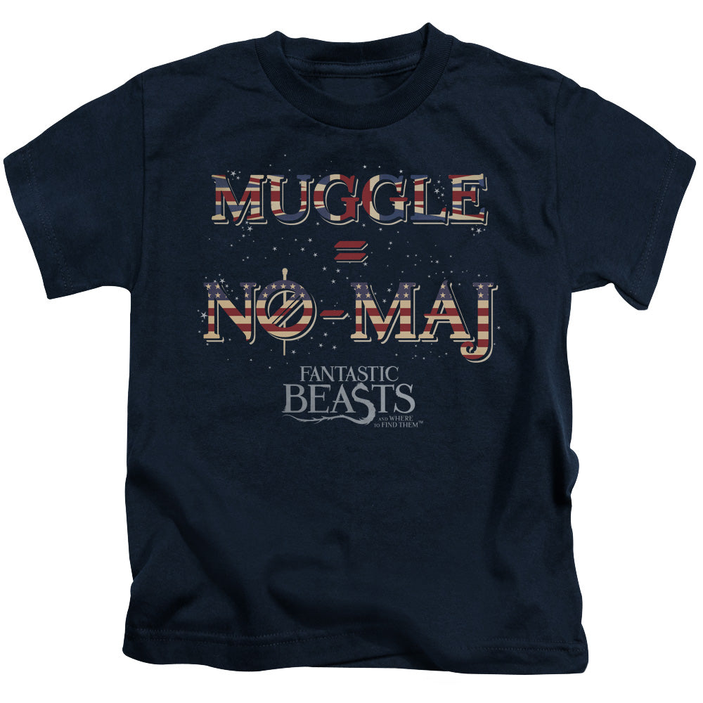 Fantastic Beasts Uk Us No Maj Juvenile Kids Youth T Shirt Navy Blue Officially Licensed