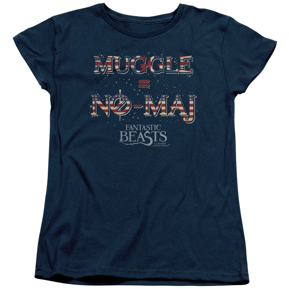 Fantastic Beasts Uk Us No Maj Womens T Shirt Navy Blue Officially Licensed