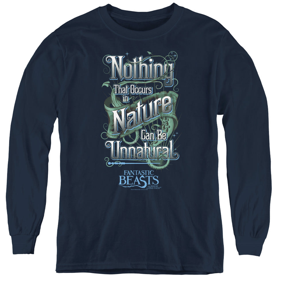 Fantastic Beasts Unnatural Long Sleeve Kids Youth T Shirt Navy Blue Officially Licensed