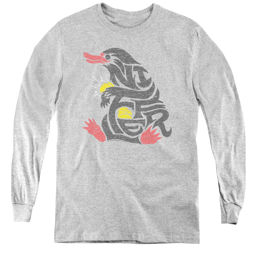 Fantastic Beasts Niffler Long Sleeve Kids Youth T Shirt Athletic Heather Officially Licensed