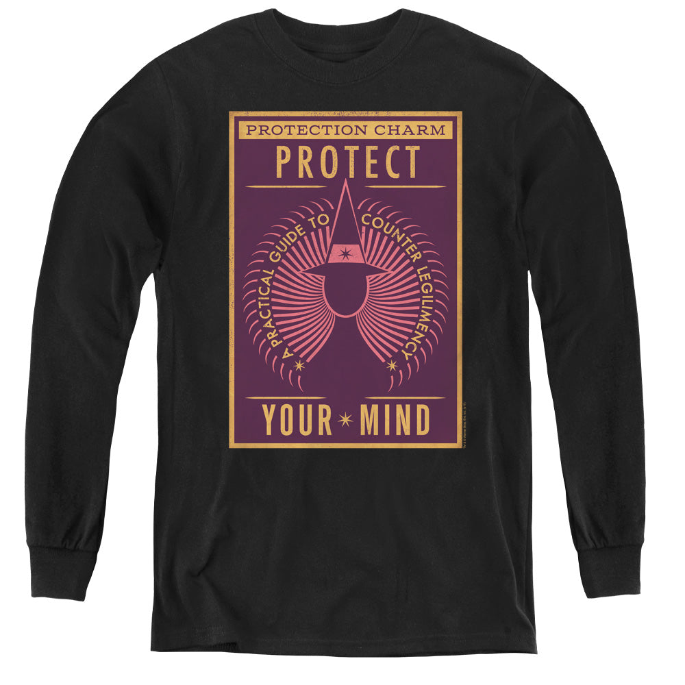 Fantastic Beasts Protect Your Mind Long Sleeve Kids Youth T Shirt Black Officially Licensed