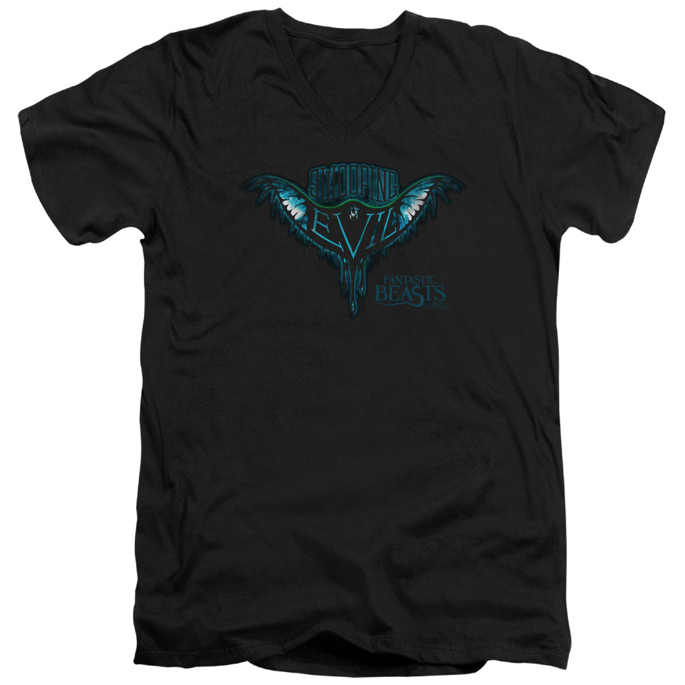Fantastic Beasts Swooping Evil Mens Slim Fit V-Neck T Shirt Black Officially Licensed