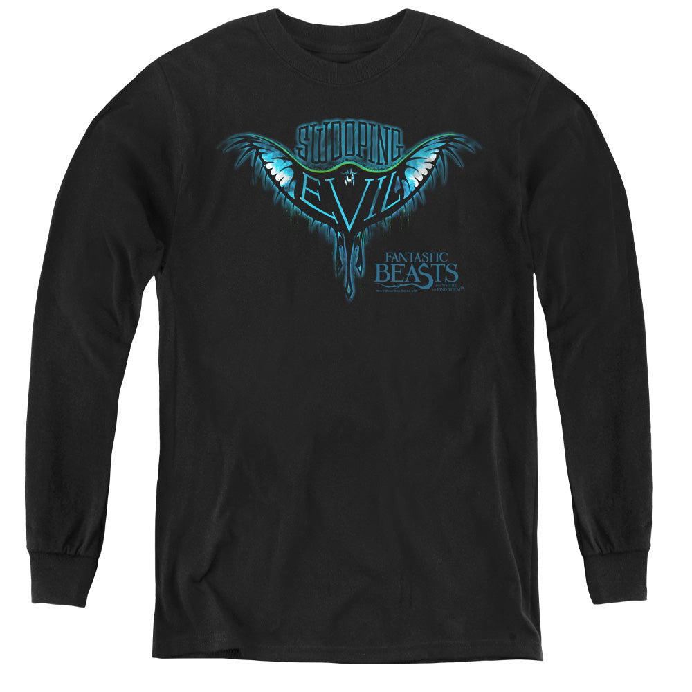 Fantastic Beasts Swooping Evil Long Sleeve Kids Youth T Shirt Black Officially Licensed