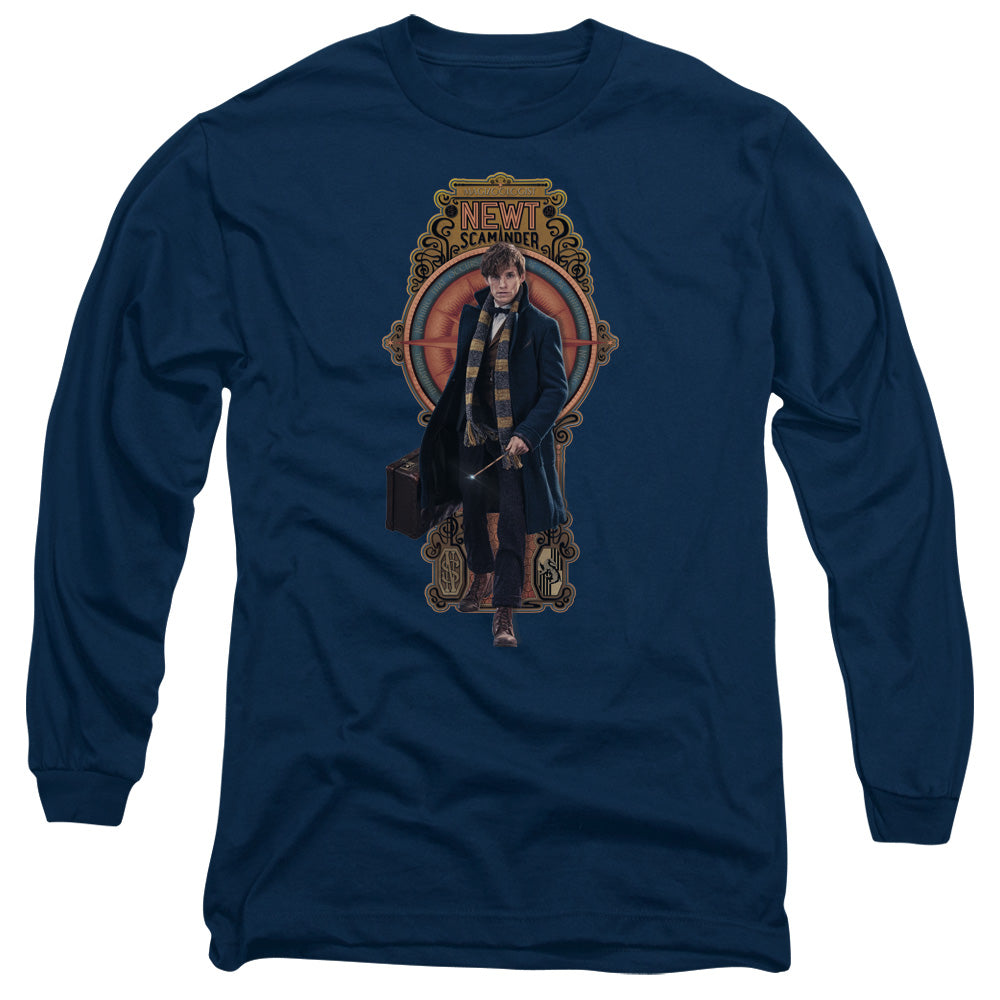 Fantastic Beasts Newt Scamander Mens Long Sleeve Shirt Navy Blue Officially Licensed