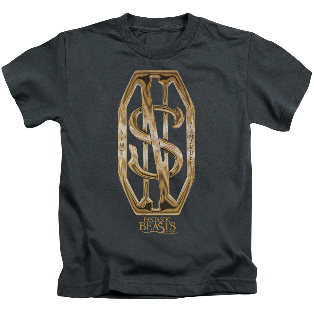 Fantastic Beasts Scamander Monogram Juvenile Kids Youth T Shirt Charcoal Officially Licensed