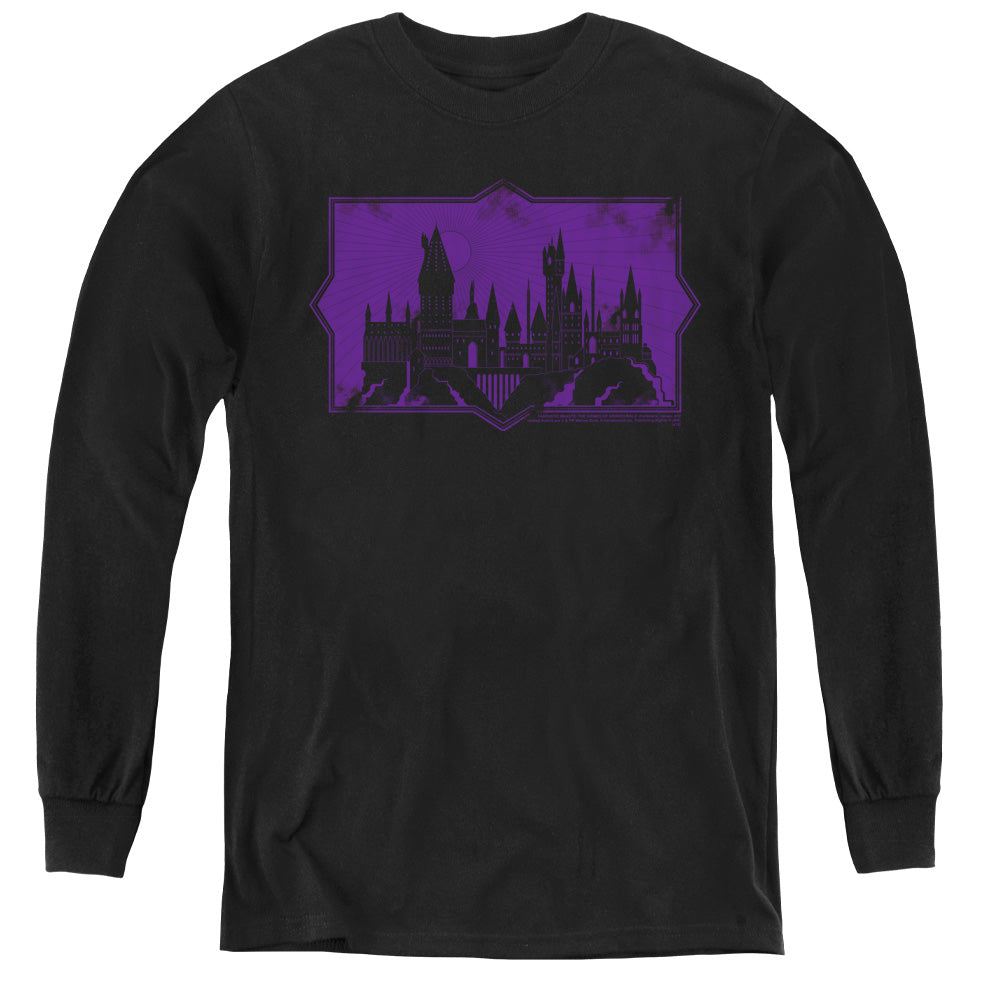 Fantastic Beasts 2 Hogwarts Silhouette Long Sleeve Kids Youth T Shirt Black Officially Licensed