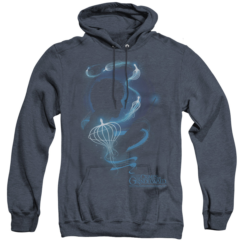 Fantastic Beasts 2 Newt Silhouette Heather Mens Hoodie Navy Blue Officially Licensed