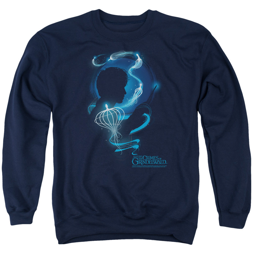 Fantastic Beasts 2 Newt Silhouette Mens Crewneck Sweatshirt Navy Blue Officially Licensed