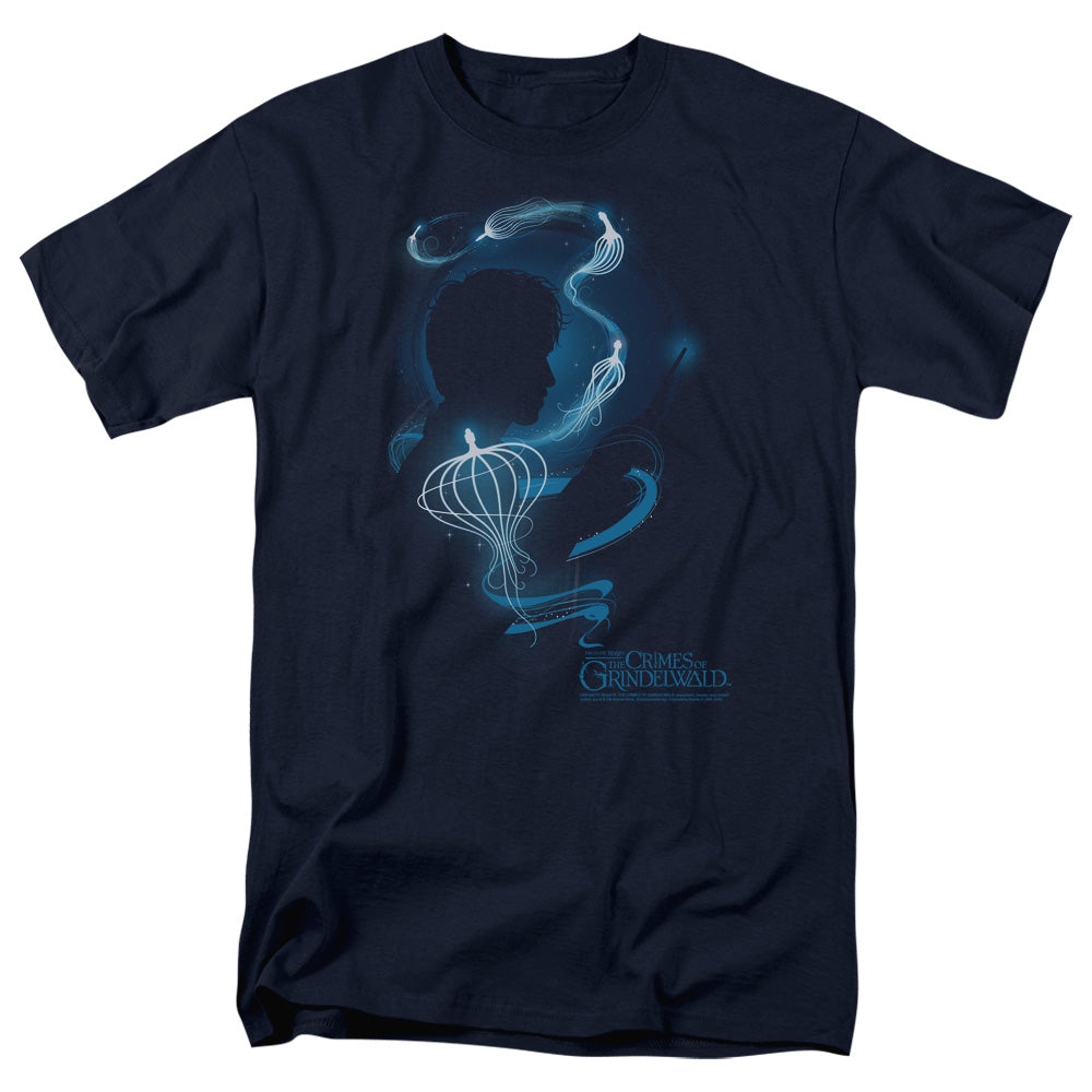 Fantastic Beasts 2 Newt Silhouette Mens T Shirt Navy Blue Officially Licensed