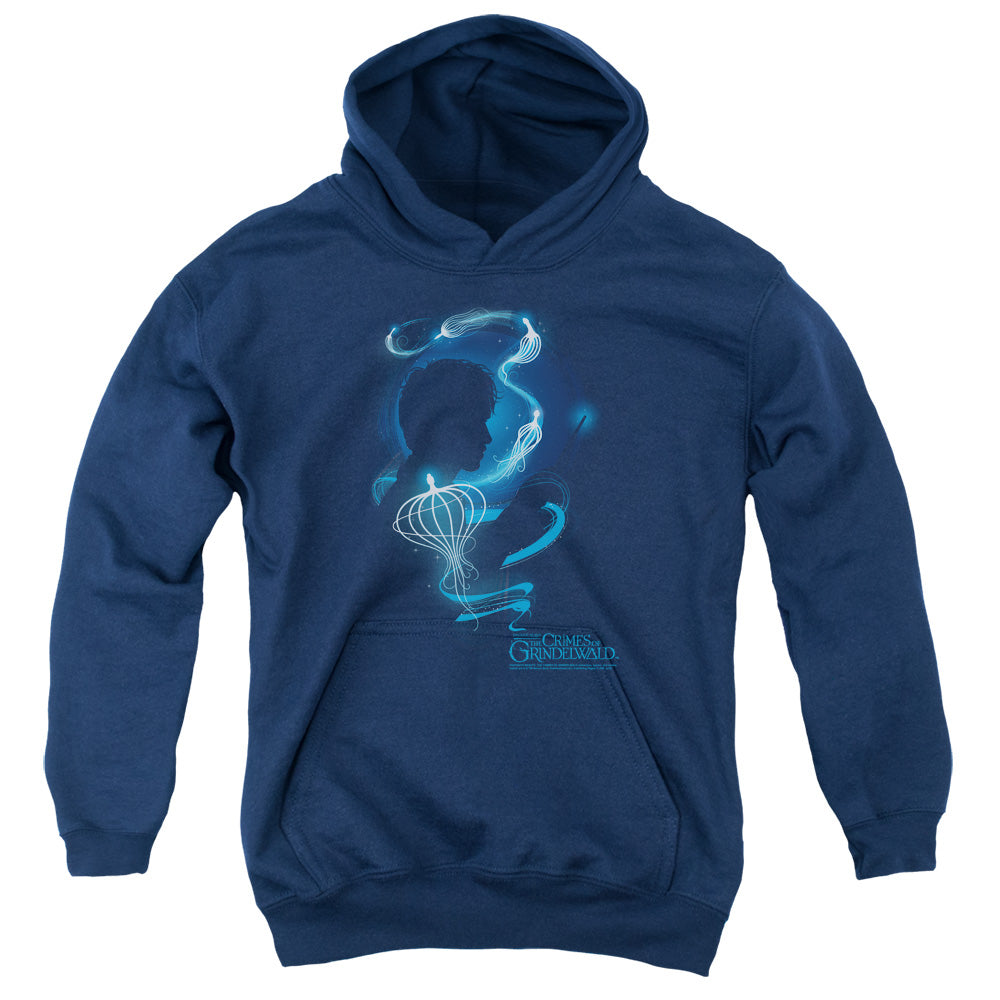 Fantastic Beasts 2 Newt Silhouette Kids Youth Hoodie Navy Blue Officially Licensed