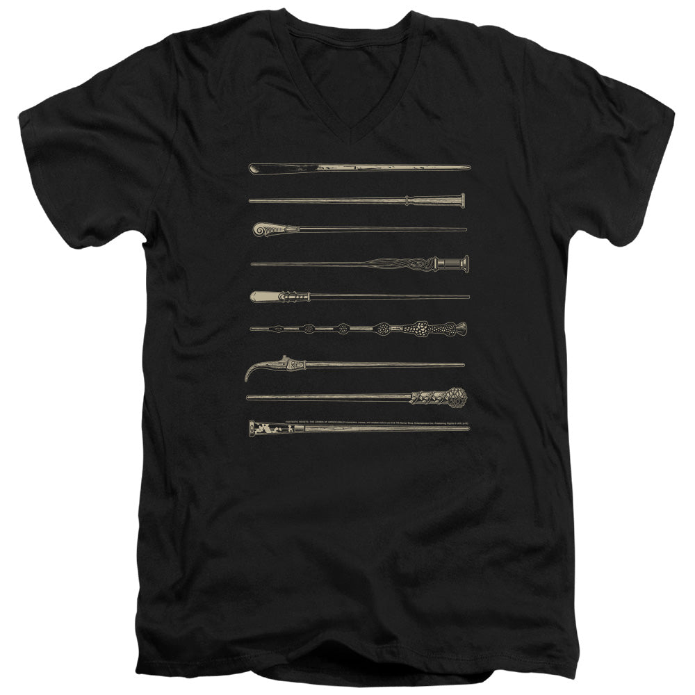 Fantastic Beasts 2 Wands Mens Slim Fit V-Neck T Shirt Black Officially Licensed