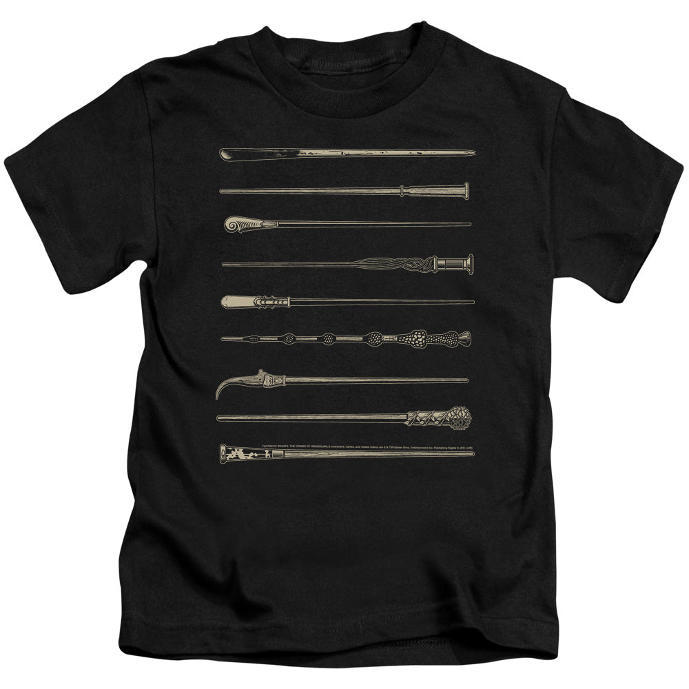 Fantastic Beasts 2 Wands Juvenile Kids Youth T Shirt Black Officially Licensed