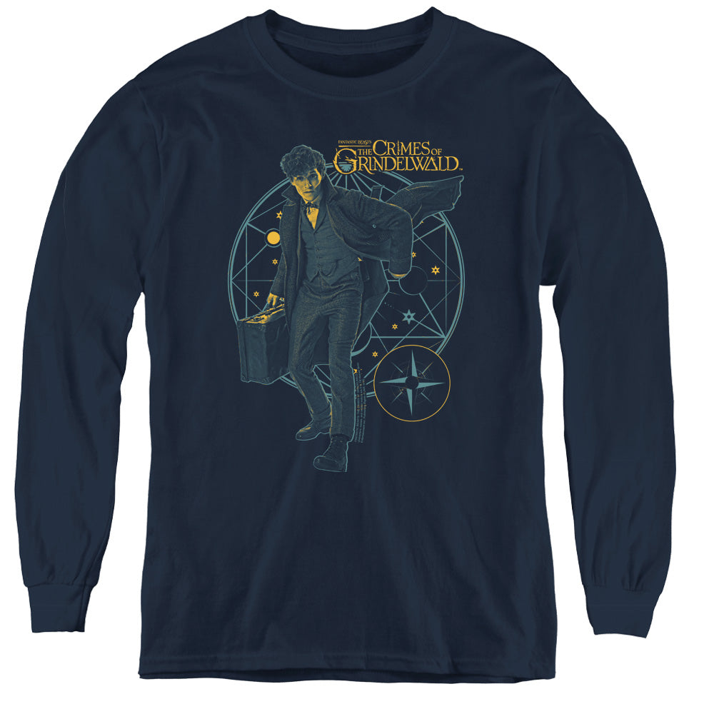 Fantastic Beasts 2 Suitcase Long Sleeve Kids Youth T Shirt Navy Blue Officially Licensed