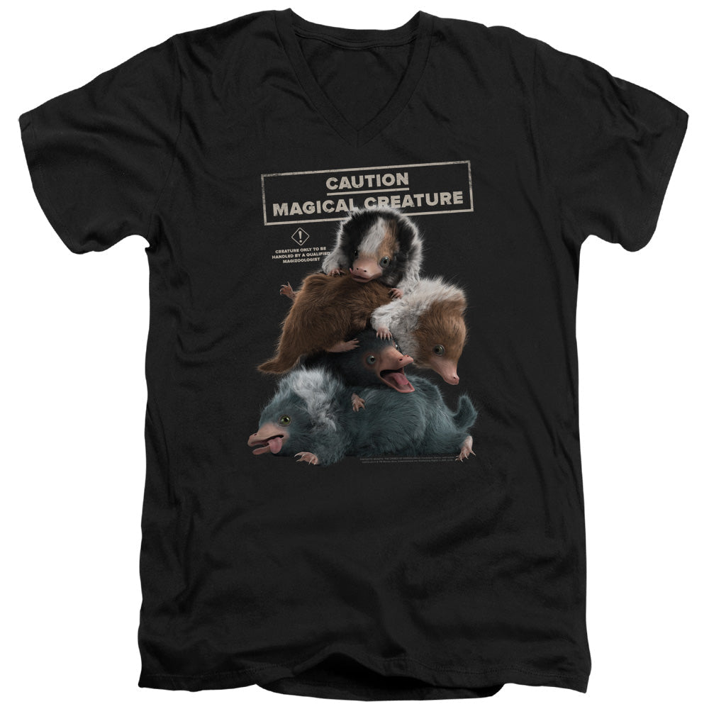 Fantastic Beasts 2 Cuddle Puddle Mens Slim Fit V-Neck T Shirt Black Officially Licensed