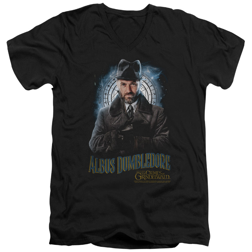 Fantastic Beasts 2 Dumbledore Mens Slim Fit V-Neck T Shirt Black Officially Licensed