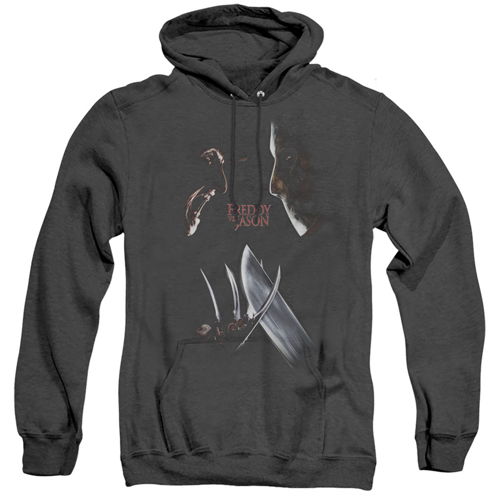 Freddy Vs Jason Face Off Heather Mens Hoodie Black Officially Licensed