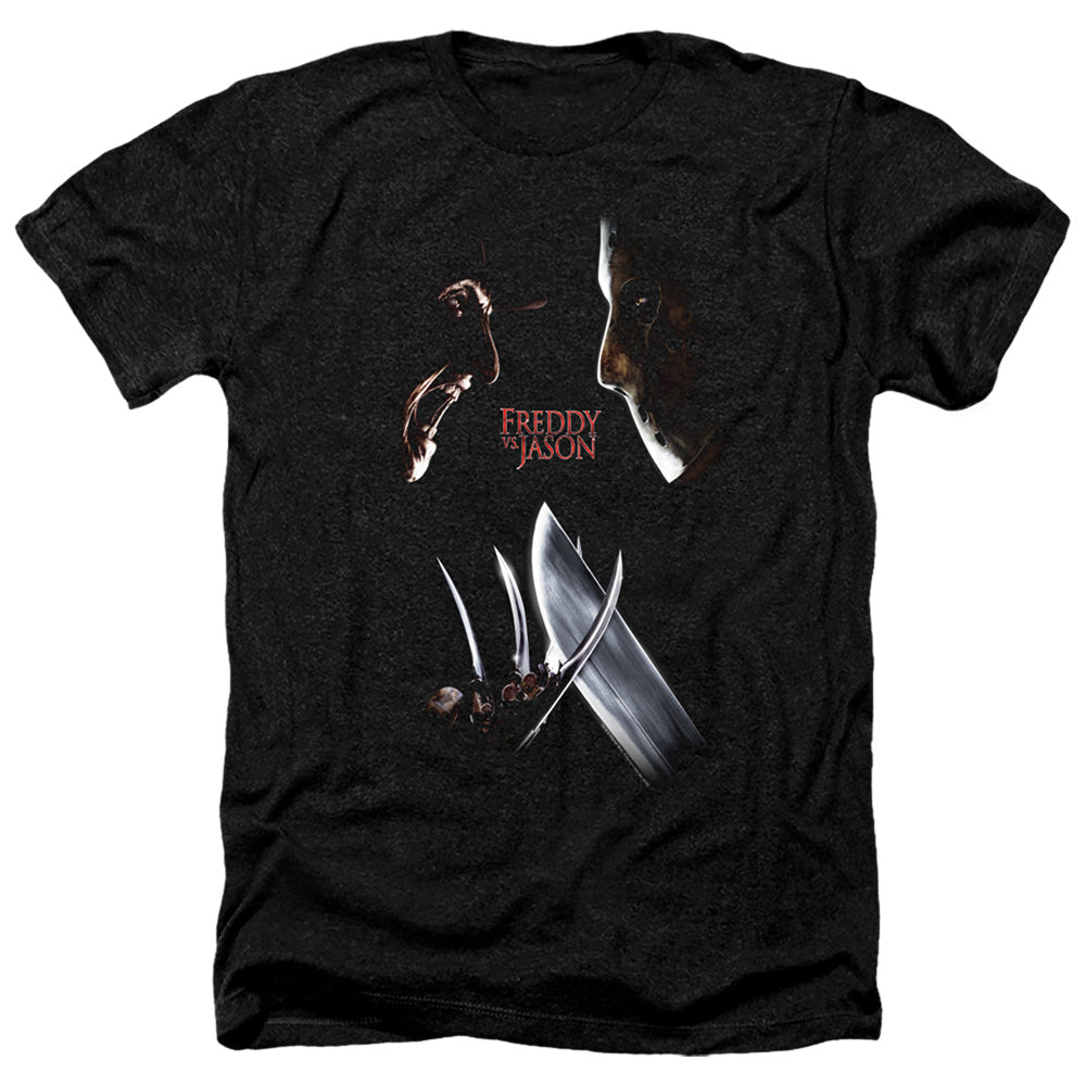 Freddy Vs Jason Face Off Heather Mens T Shirt Black Officially Licensed