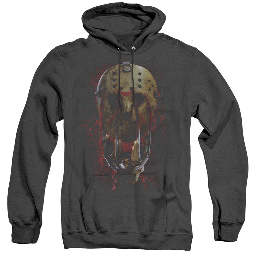 Freddy Vs Jason Mask And Claws Heather Mens Hoodie Black Officially Licensed