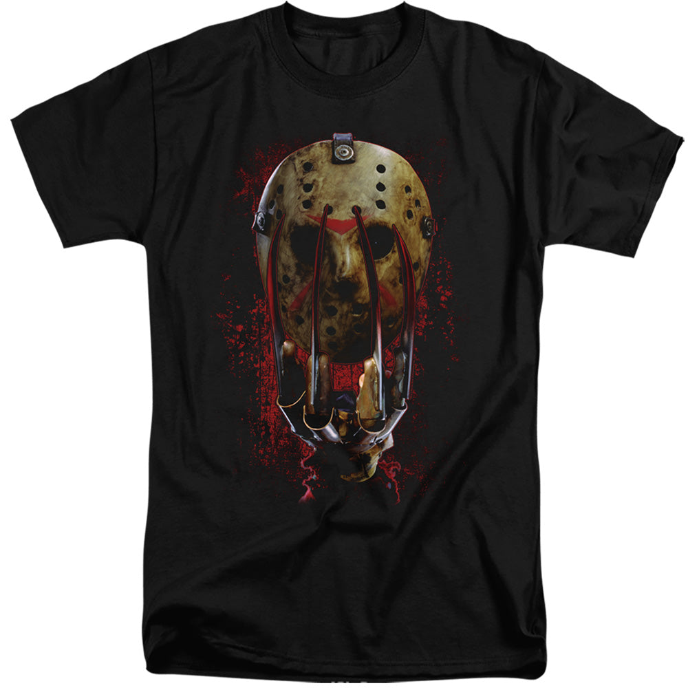 Freddy Vs Jason Mask And Claws Mens Tall T Shirt Black Officially Licensed