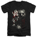 Freddy Vs Jason Scratches Mens Slim Fit V-Neck T Shirt Black Officially Licensed