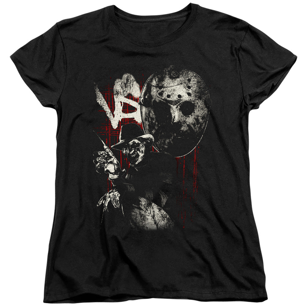 Freddy Vs Jason Scratches Womens T Shirt Black Officially Licensed