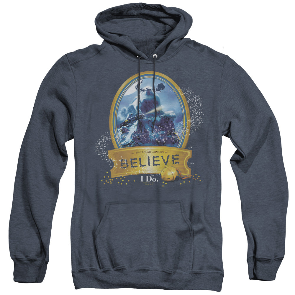 The Polar Express True Believer Heather Mens Hoodie Navy Blue Officially Licensed