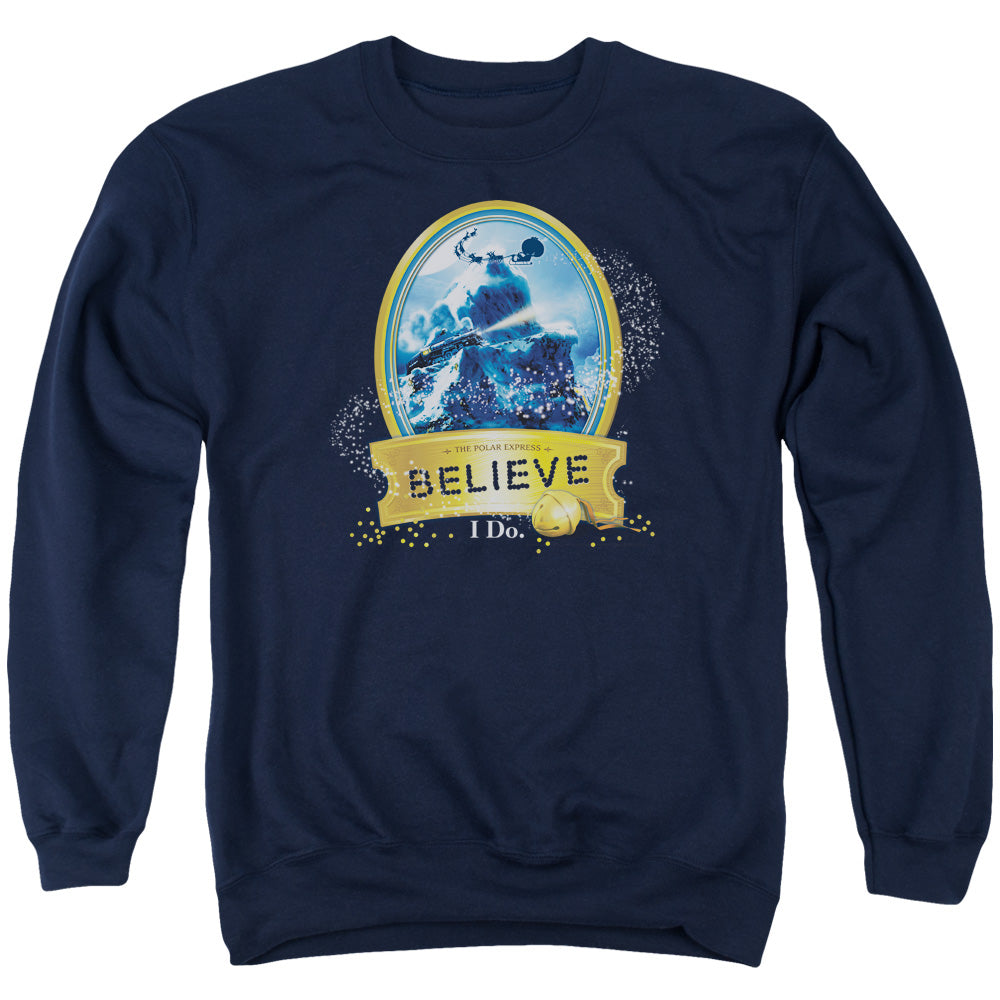 The Polar Express True Believer Mens Crewneck Sweatshirt Navy Blue Officially Licensed