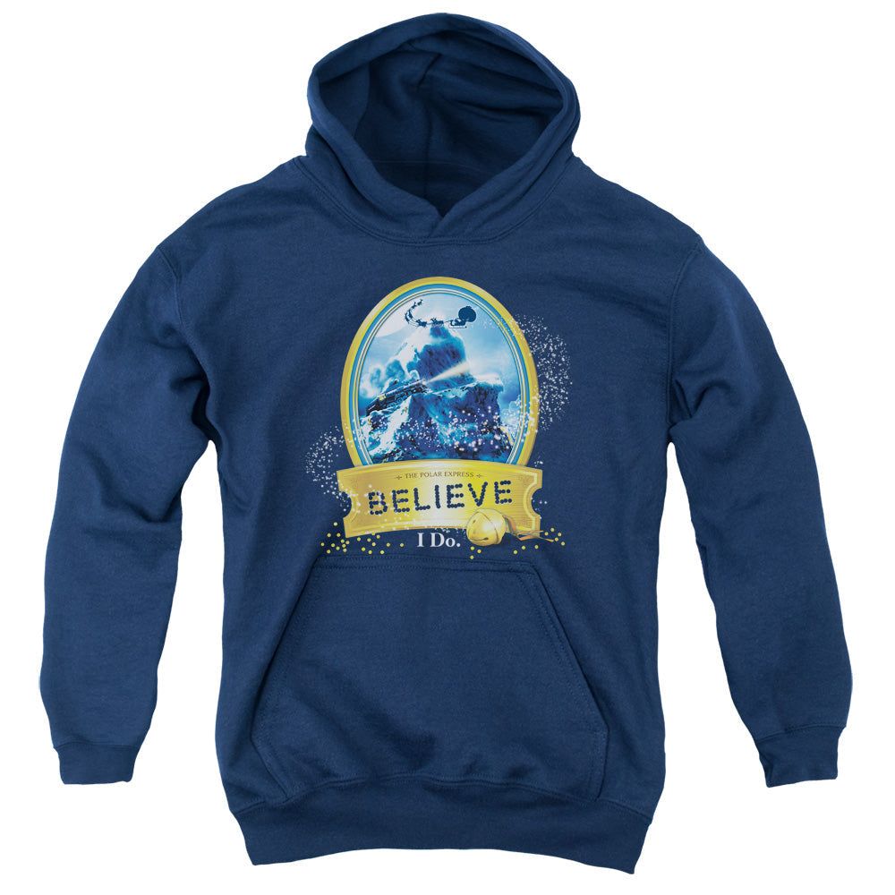 The Polar Express True Believer Kids Youth Hoodie Navy Blue Officially Licensed