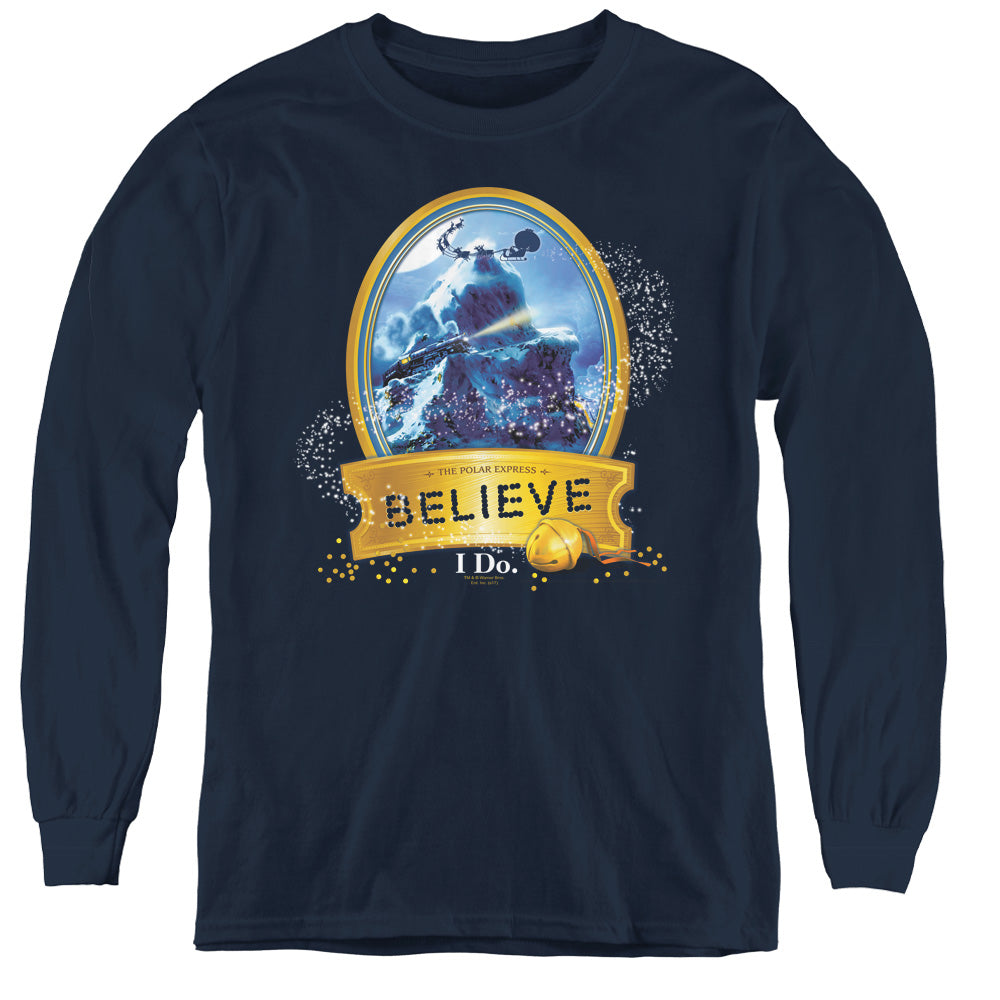 The Polar Express True Believer Long Sleeve Kids Youth T Shirt Navy Blue Officially Licensed