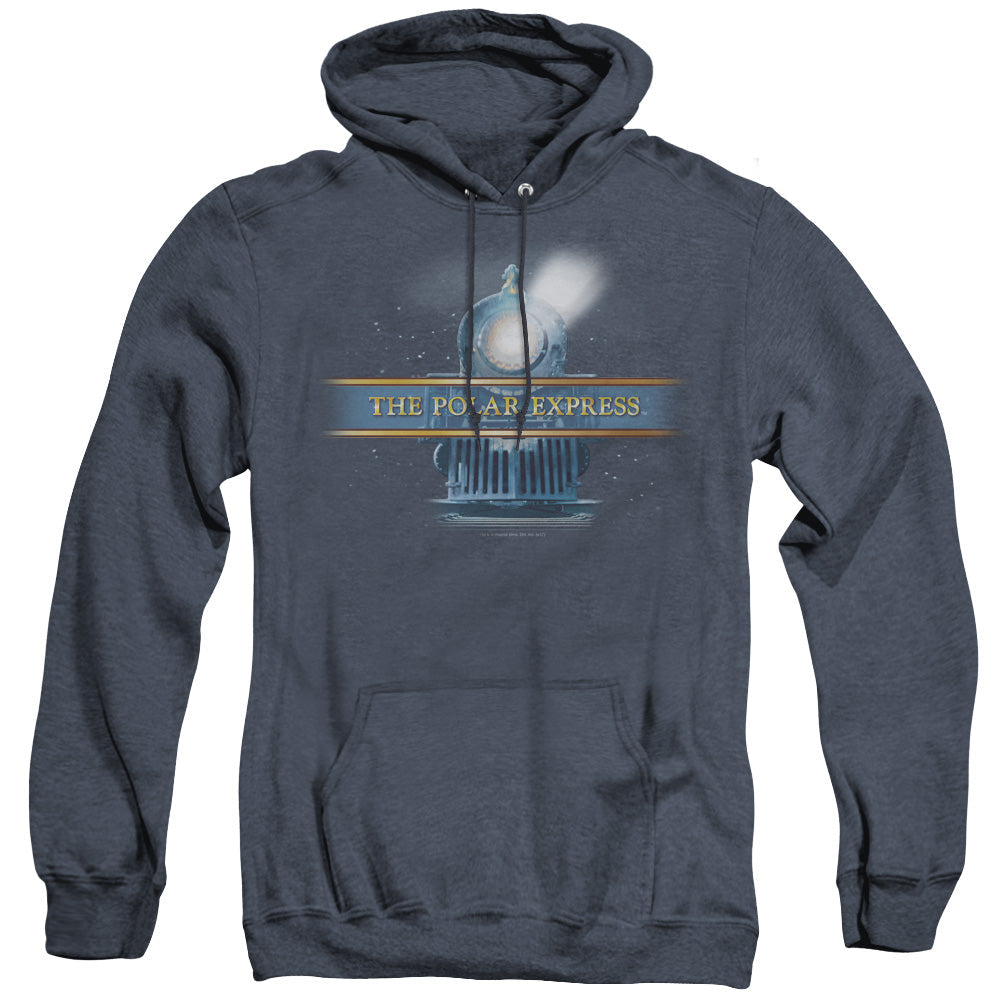The Polar Express Train Logo Heather Mens Hoodie Navy Blue Officially Licensed